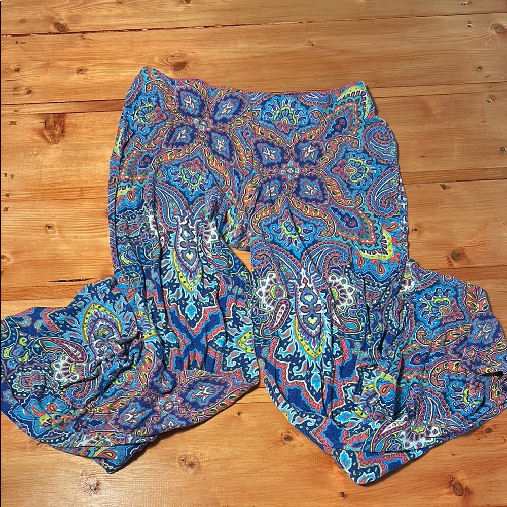 Cynthia Rowley High Waist Blue and Orange pajama pants